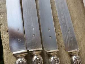 4 CUTITE ARGINT MASIV 950,  minerva ,  bijutier Ernest Compere, 100 euros
greutate 100 gr