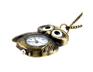 Colier Stil Antic Creativ,  Medalion Bufnita Ceas - w10