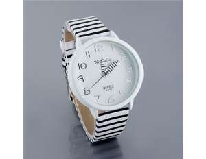 WoMaGe,  Ceas Elegant,  Curea Alb Neagra - w11