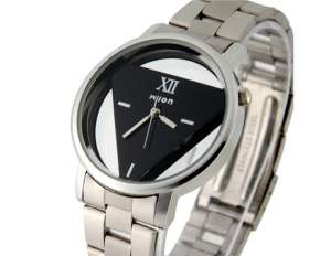 Unisex,  Ceas Mana,  Otel Inoxidabil,  Dial Triunghi,  Negru - w49
