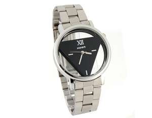 Unisex,  Ceas Mana,  Otel Inoxidabil,  Dial Triunghi,  Negru - w49