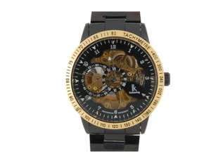 Ceas Mana,  Mecanic,  tip Skeleton,  Cadran Auriu - w82