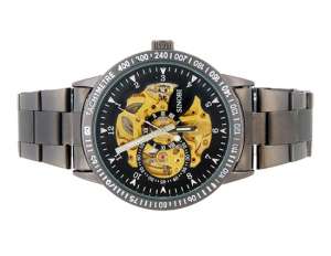 Sinobi,  Ceas Mana,  Mecanic,  Dial Otel Inoxidabil,  Skeleton - w101
