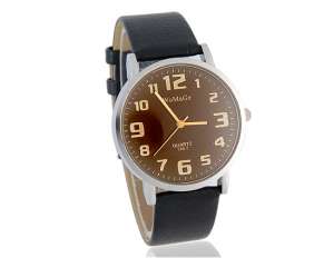 WoMaGe,  Ceas Analogic,  Bratara Piele Ecologica,  Neagra - w111