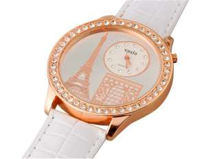 Ceas Fashion,  Analog,  Quartz,  Design Eiffel Tower,  Alb - w189