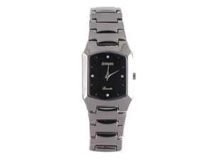 Ceas Barbati,  Dial Negru Cristale,  Quartz,  Bratara Neagra - w216