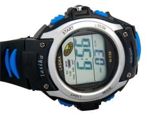 Ceas Rezistent Apa,  Digital,  Dial Argintiu,  Curea Neagra - w256