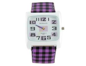 WoMaGe,  Ceas Mana,  Design Elegant,  Curea Negru-Mov - w333