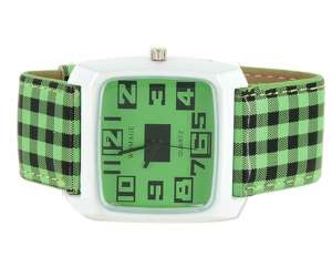 WoMaGe,  Ceas Mana,  Design Elegant,  Curea Negru-Verde - w336
