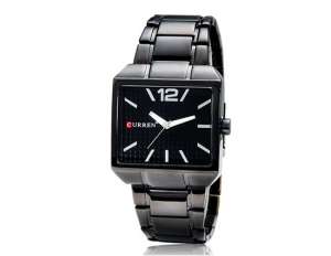 Curren,  Ceas Mana,  Dial Negru,  Patrat,  Analog,  Negru - w366