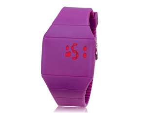 Ceas Unisex,  LED,  Touch Screen,  Dial Patrat,  Purpuriu - w376