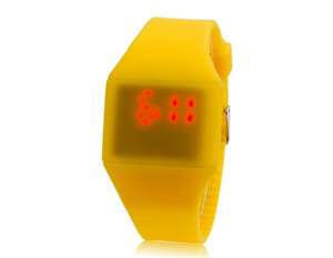 Ceas Unisex,  Touch Screen,  LED,  Dial Patrat,  Galben - w377