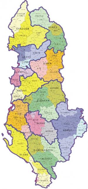 Administrative map of Albania