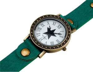 Womage,  Ceas Mana,  Dial Alb,  Stea,  Analog,  Curea Verde - w433