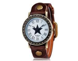 Womage,  Ceas Mana,  Dial Alb,  Stea,  Analog,  Curea Maro - w434