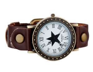Womage,  Ceas Mana,  Dial Alb,  Stea,  Analog,  Curea Maro - w434