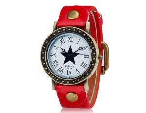 Womage,  Ceas Mana,  Dial Alb,  Stea,  Analog,  Curea Rosie - w435