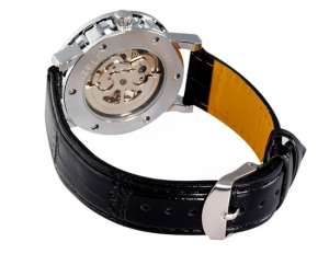 Ceas Unisex,  Skeleton,  Mecanic,  Dial Argintiu,  Cronometru - w436