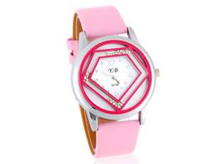 r.B,  Ceas Mana,  Doamne,  Dial Alb,  Design Elegant,  Curea Roz - w446