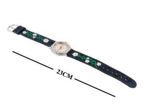 Ceas Mana,  Dial cu Floare,  Analog,  Curea Bumbac - w451
