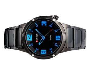 Curren,  Ceas Mana,  Analog,  Dial Negru,  Bratara Otel Tungsten - w469