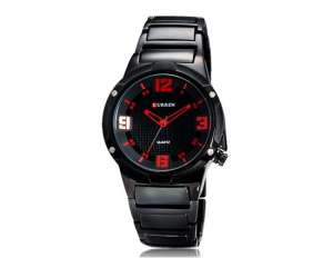 Curren,  Ceas Mana,  Analog,  Dial Negru,  Otel Tungsten - w509
