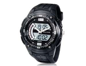Ceas Unisex,  Multifunctional,  Negru cu Argintiu - w513