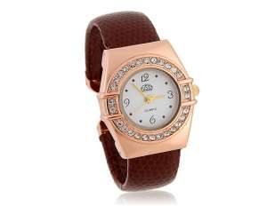 Ceas Bratara,  Cochet,  Dial Alb,  Analog,  Maro - w529