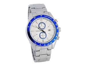 Curren,  Ceas Mana,  Dial Alb-Albastru,  Calendar,  Taheometru - w533