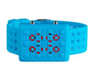 Ceas Mana,  Unisex,  LED Rosu,  Curea Albastra - w548