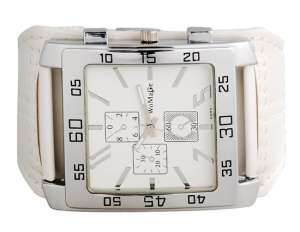 Womage,  Ceas Mana,  Dial Patrat,  Rezistent la Apa,  Alb - w565