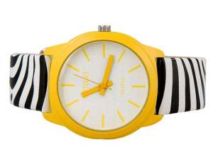 Mitia,  Ceas Mana,  Analog,  Dial Alb-Galben,  Zebra Print - w567