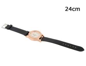 Ceas Mana,  Masculin,  Dial Alb-Auriu,  Rezistent Apa,  Negru - w568