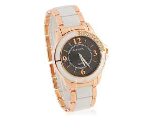 Gemax,  Ceas Mana,  Fashion,  Dial Negru,  Analog,  Alb-Sampanie - w572