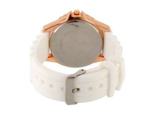 WoMaGe,  Ceas Mana,  Dial Alb cu Pietricele,  Curea Alba - w575