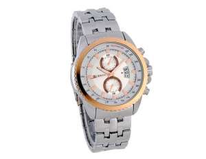Curren,  Ceas Mana,  Dial Alb,  Afiseaza Data,  Argintiu - w579