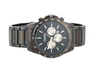 Curren,  Ceas Mana,  Dial Negru,  Data,  Otel Tungsten - w581