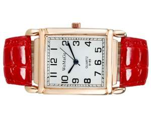 WoMaGe,  Ceas Mana,  Elegant,  Dial Alb,  Curea Rosie - w587