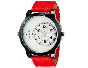 V6 Super Speed,  Ceas Mana,  Fashion,  Dial Alb,  Dual,  Rosu - w590