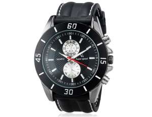 V6 Super Speed,  Ceas Mana,  Dial Mare,  Negru,  Curea Neagra - w593