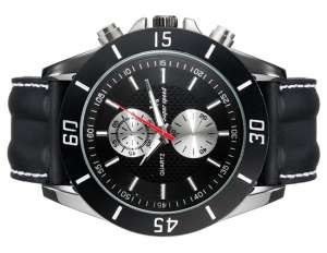 V6 Super Speed,  Ceas Mana,  Dial Mare,  Negru,  Curea Neagra - w593