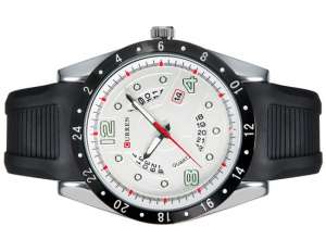Curren,  Ceas Mana,  Calendar,  Dial Alb,  Rezistent Apa,  Negru - w598