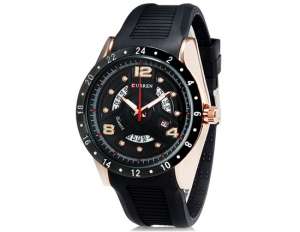 Curren, Ceas Mana,  Calendar,  Dial Negru,  Rezistent Apa,  Negru - w600