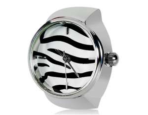 Inel cu Ceas,  Fashion,  Zebra Print,  Analog,  Argintiu - w601