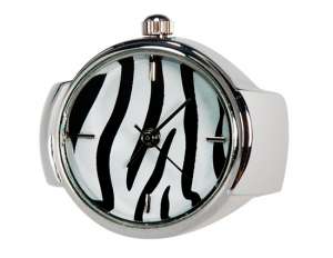 Inel cu Ceas,  Fashion,  Zebra Print,  Analog,  Argintiu - w601