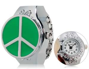 Bozhi,  Inel cu Ceas,  Fashion,  Dial Alb-Negru,  Capac Verde - w604