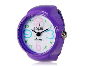 Bozhi,  Inel cu Ceas,  Elegant,  Dial Alb,  Bratara Mov - w605