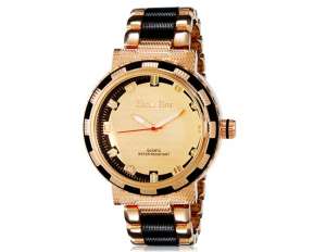 Show Fine,  Ceas Mana,  Dial Auriu,  Convex,  Negru & Auriu - w613