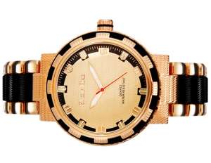 Show Fine,  Ceas Mana,  Dial Auriu,  Convex,  Negru & Auriu - w613