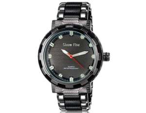 Show Fine,  Ceas Mana,  Dial Negru,  Convex,  Bratara Neagra - w615